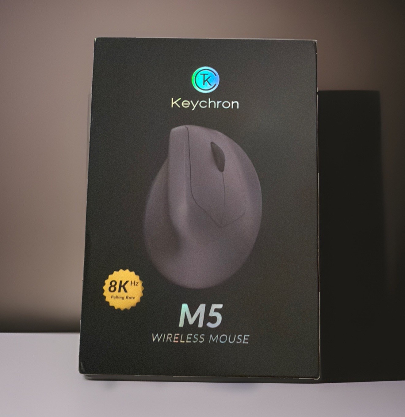 Keychron M5 8K Vertical Ergonomic Mouse, 2.4 GHz/Bluetooth + Wired - New OpenBox