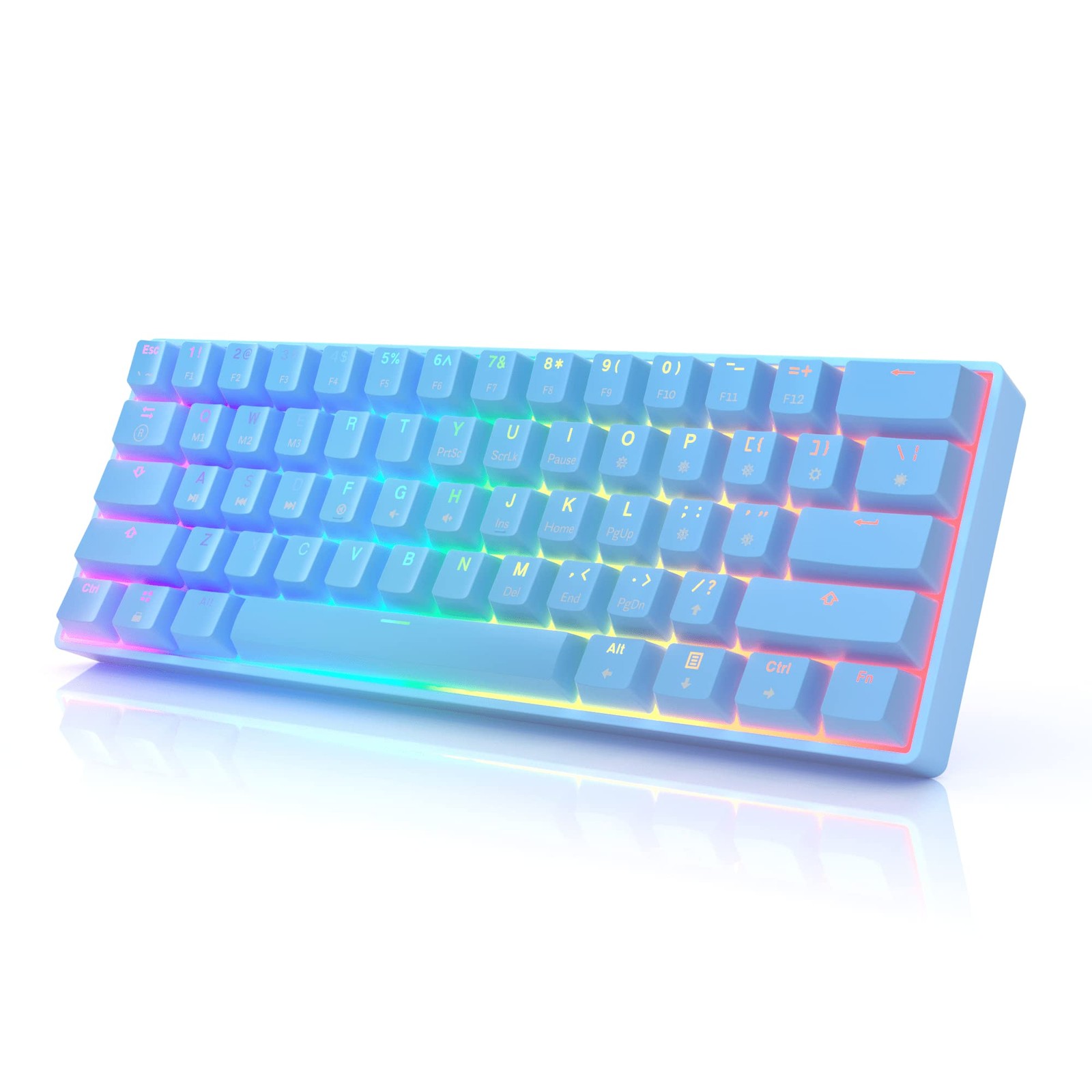 GK61 Mechanical Gaming Keyboard - 61 Keys Multi Color RGB Illuminated Backlit...