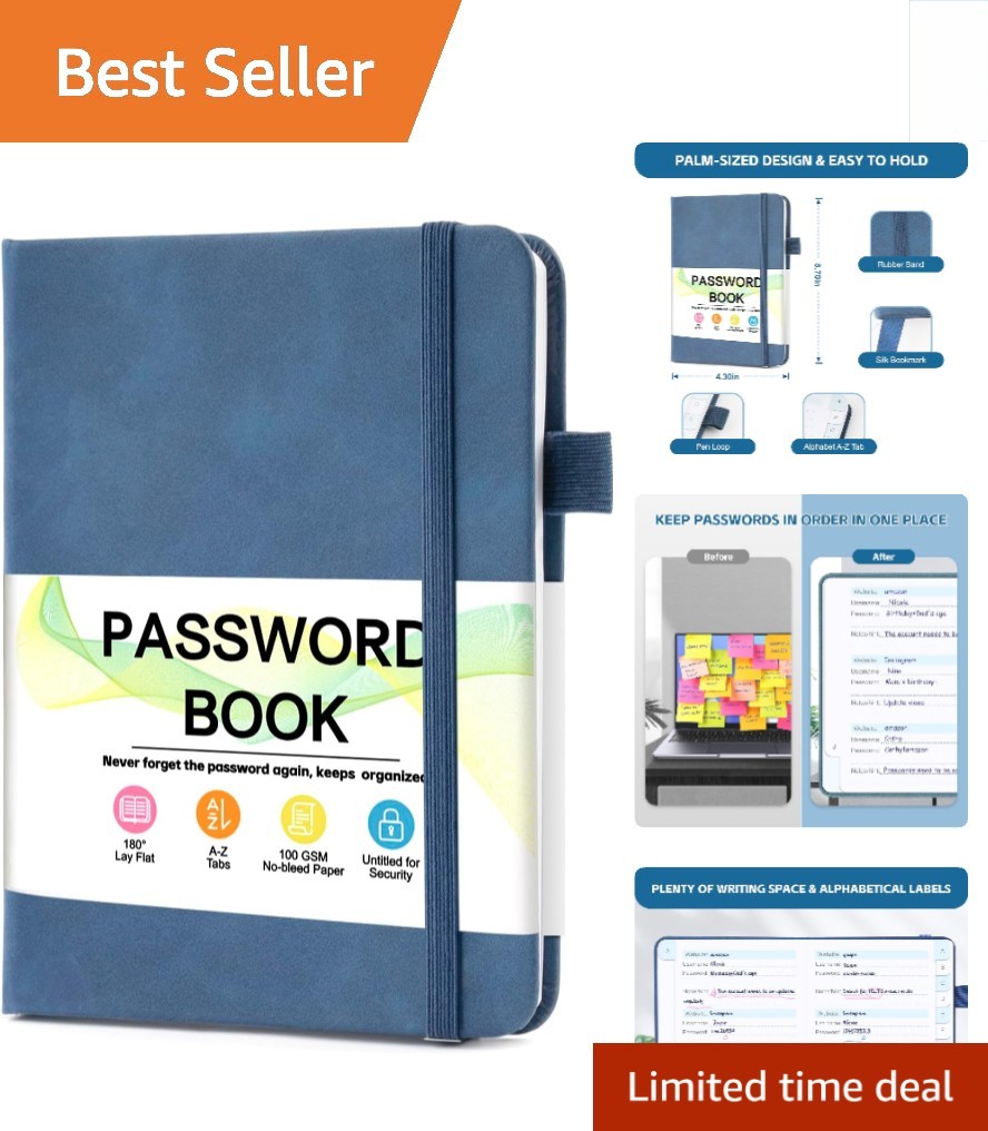 Versatile Password Keeper Book - 4.3x5.7, Durable, Perfect for Personal Security