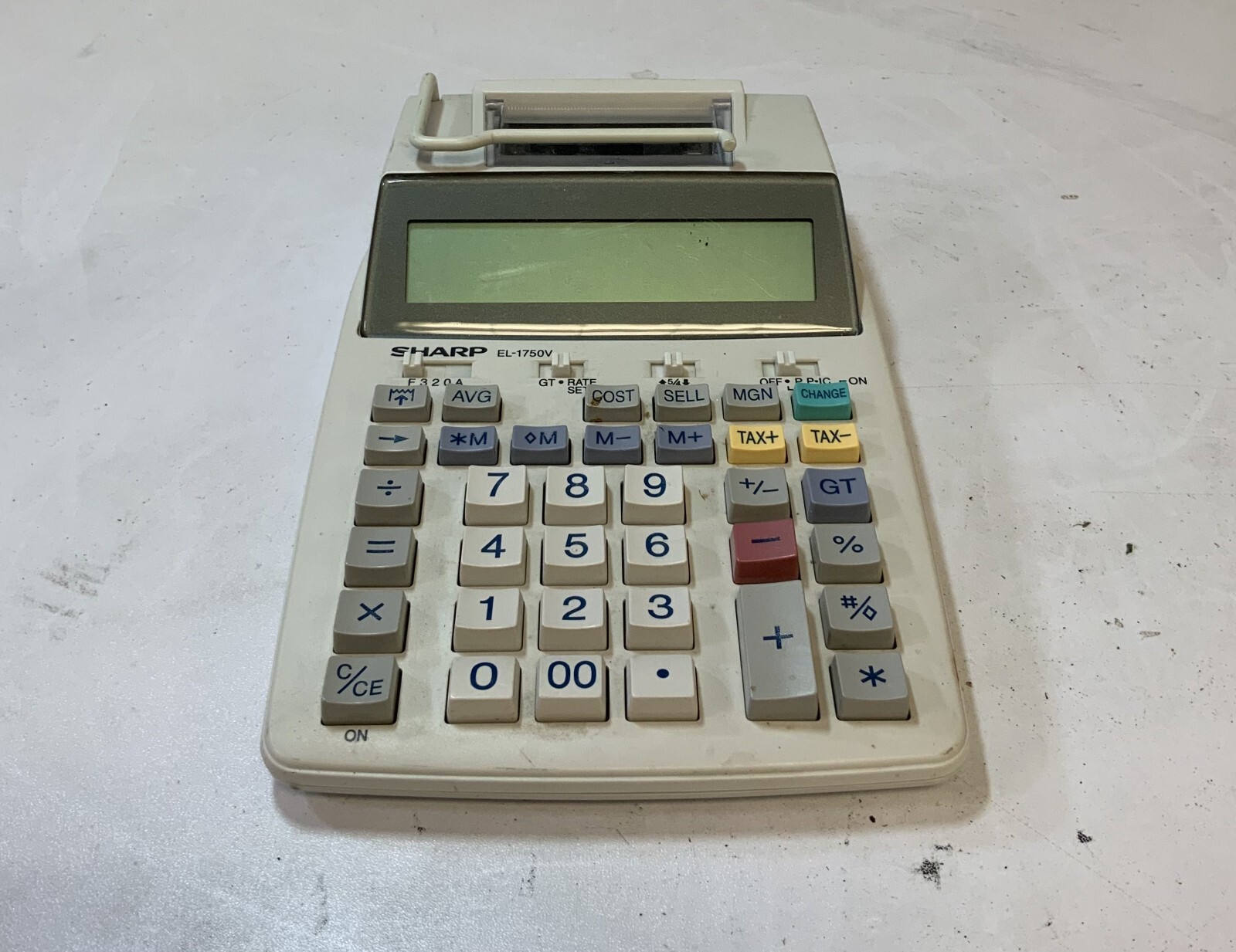 Sharp EL-1750V Two-Color(Black-Red) Printing Calculator, White "D1E"