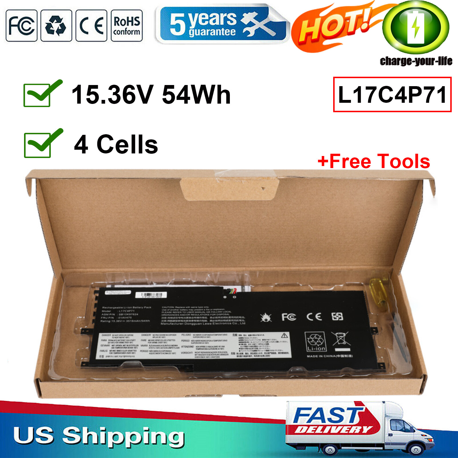 Replacement L17C4P71 L17M4P71 Battery For Lenovo ThinkPad X1 Yoga Gen 3rd 2018