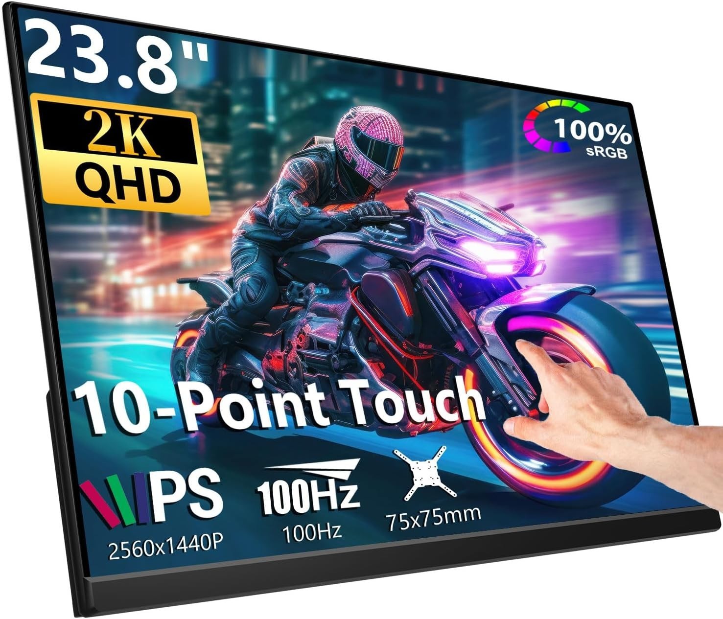 Prechen  23.8" 2K 2560x1440 100Hz Portable Monitor Touchscreen Kickstand