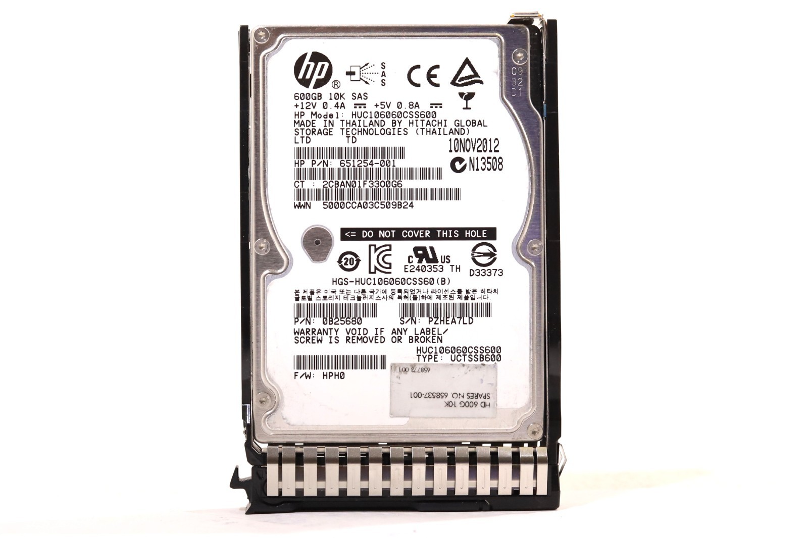 HP HUC106060CSS600 600GB 2.5" 6Gb/s 10K RPM SAS HDD W/Caddy P/N: 658537-001
