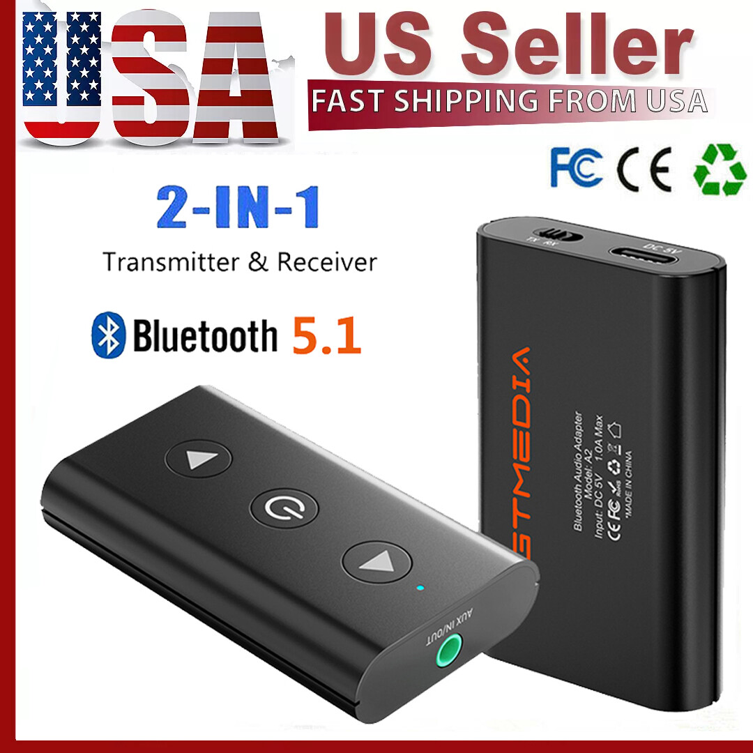 GTMEDIA Bluetooth 5.1 Transmitter Receiver 2 IN 1  Audio 3.5mm Jack Aux Adapter
