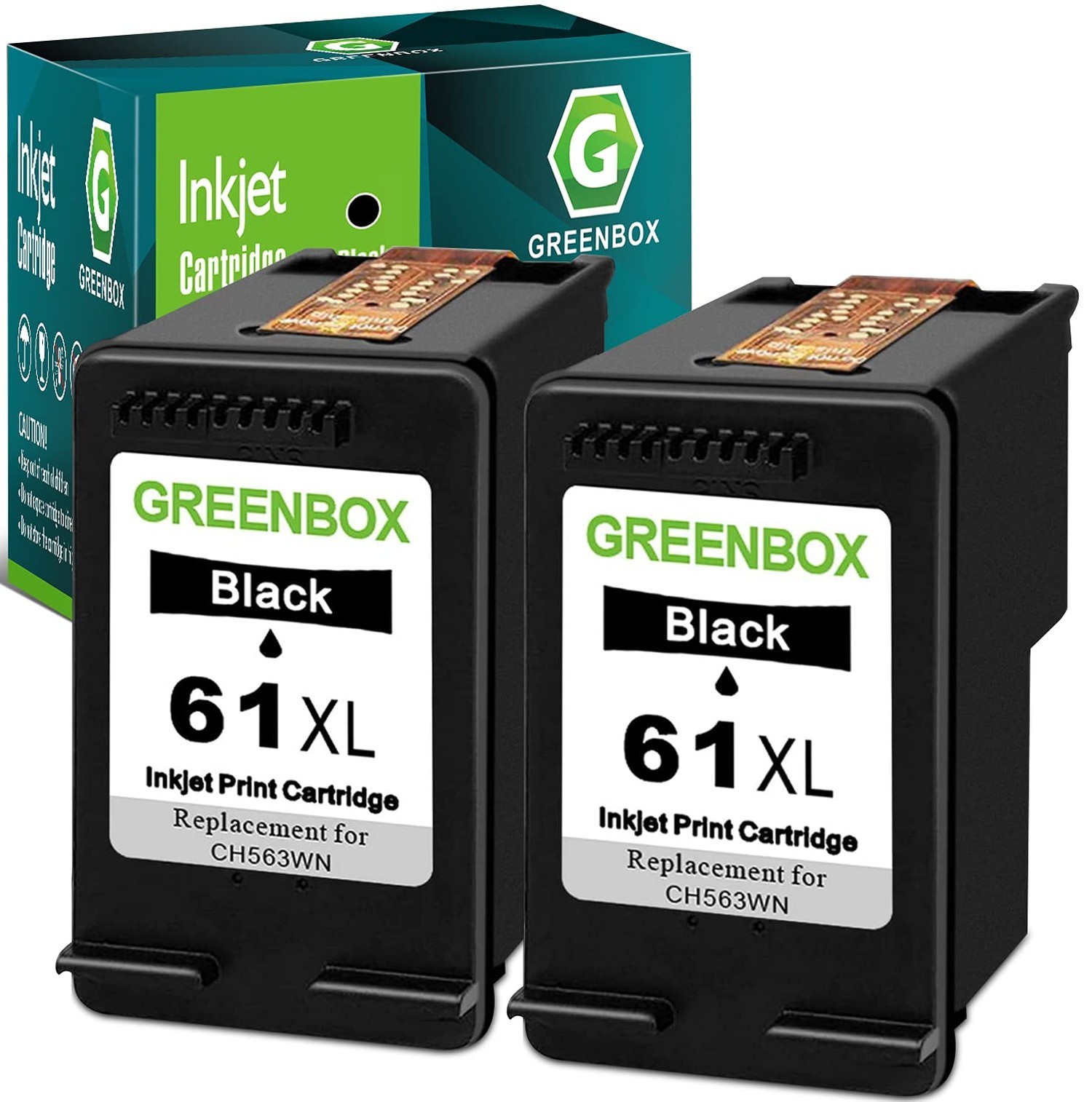 GREENBOX 61XL Black Ink Cartridges Combo Pack Replacement for HP 61 Ink for E...