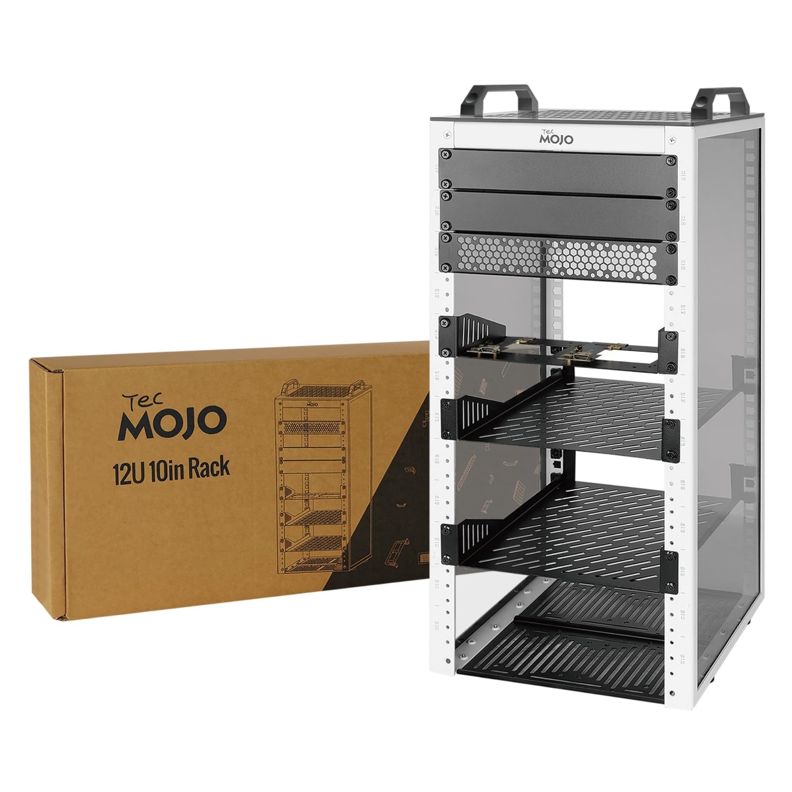 10 inch 12U Desktop Network Rack – Mini Server Rack with Side Transparent Panels