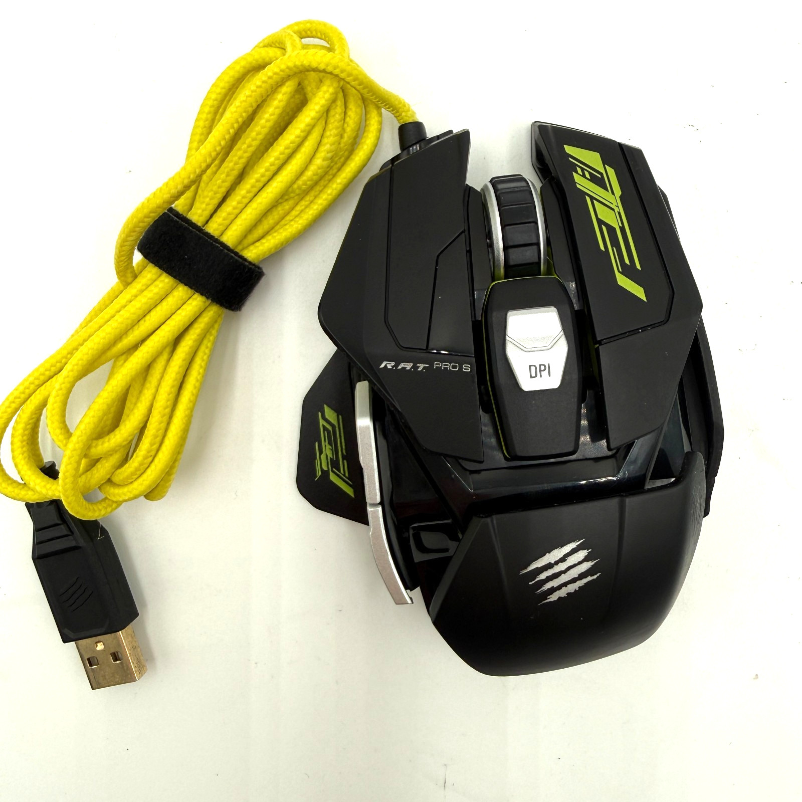 Mad Catz R.A.T. PRO S Gaming Mouse Wired Used NEON GREEN 43722 Tested Working