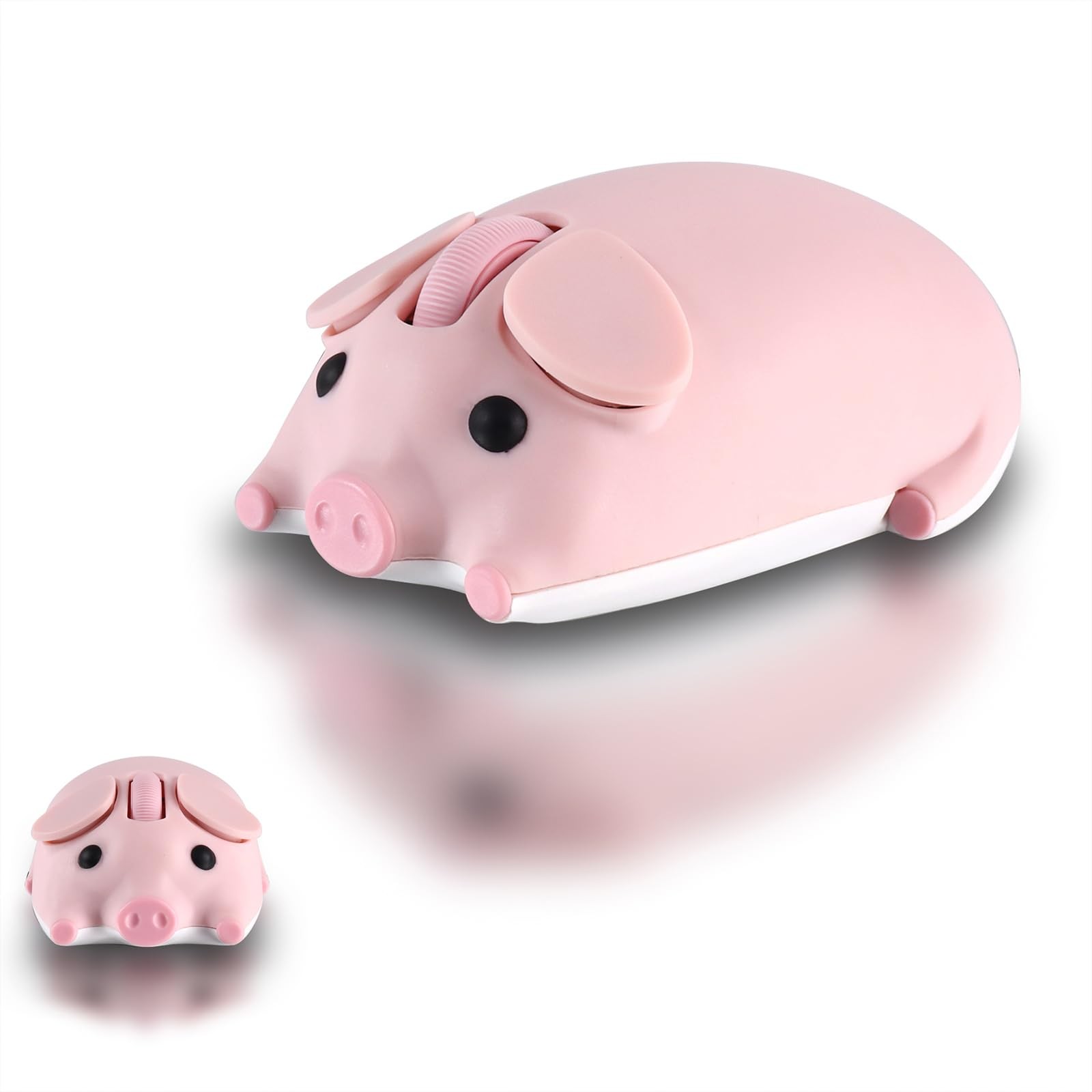 Cute Pink Pig Design Dual Mode Bluetooth 2.4G Wireless Silent Ergonomic Mouse