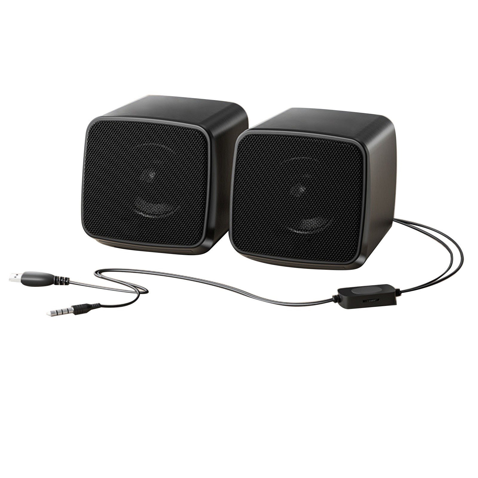 For Desktop PC 1 Pair Small Computer Speakers USB Powered with 3.5mm Audio