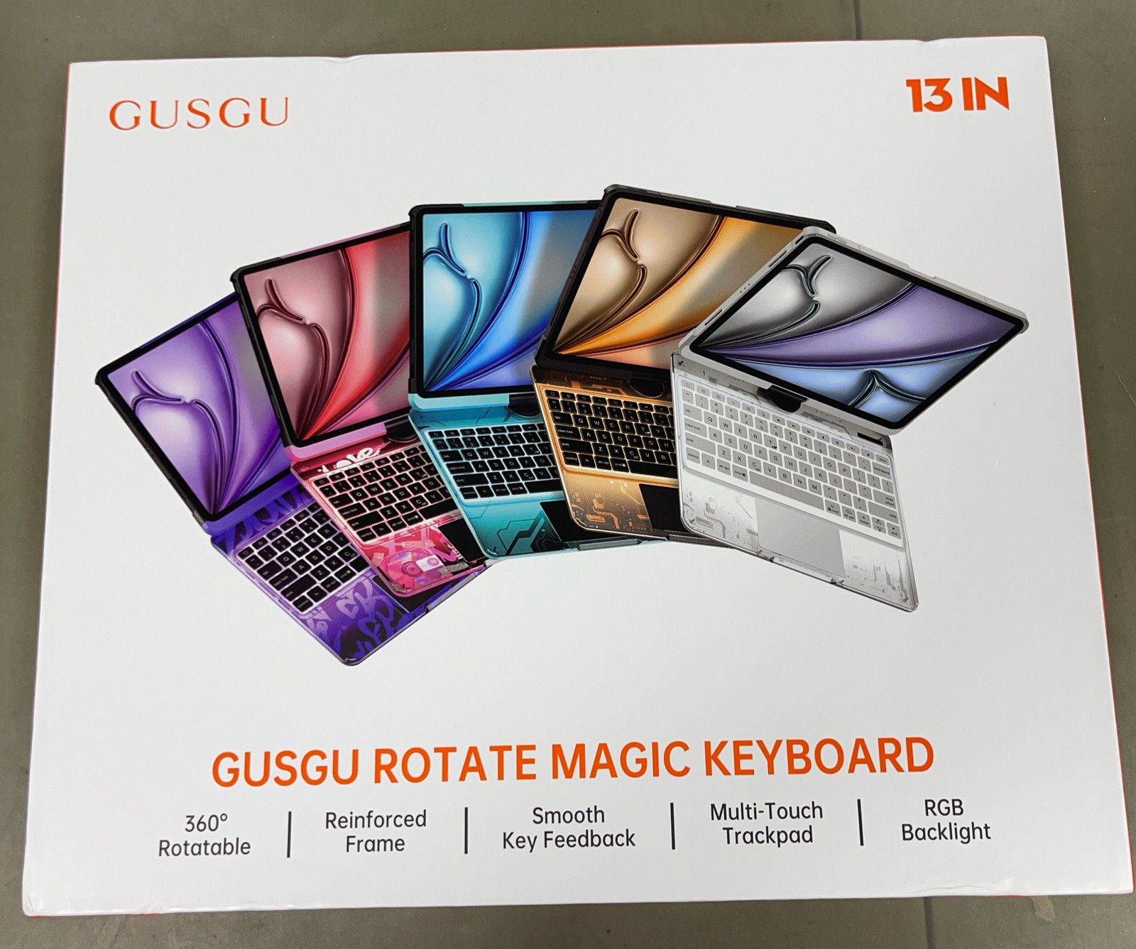 GUSGU Transparent Case with Wireless Keyboard for iPad Air 13-in.(M3/M2, 2025/20