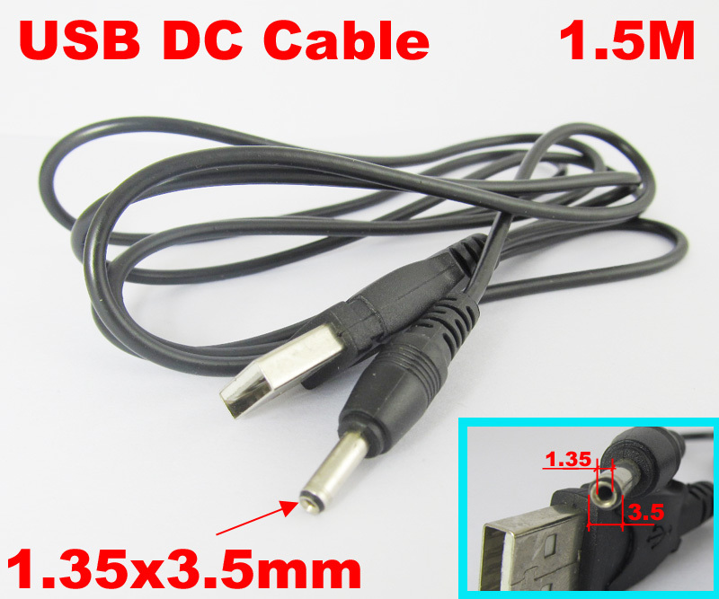 5pcs 5FT/1.5M 5V DC Power Cable USB 2.0 A Male Plug to 1.35 x 3.5mm DC Plug