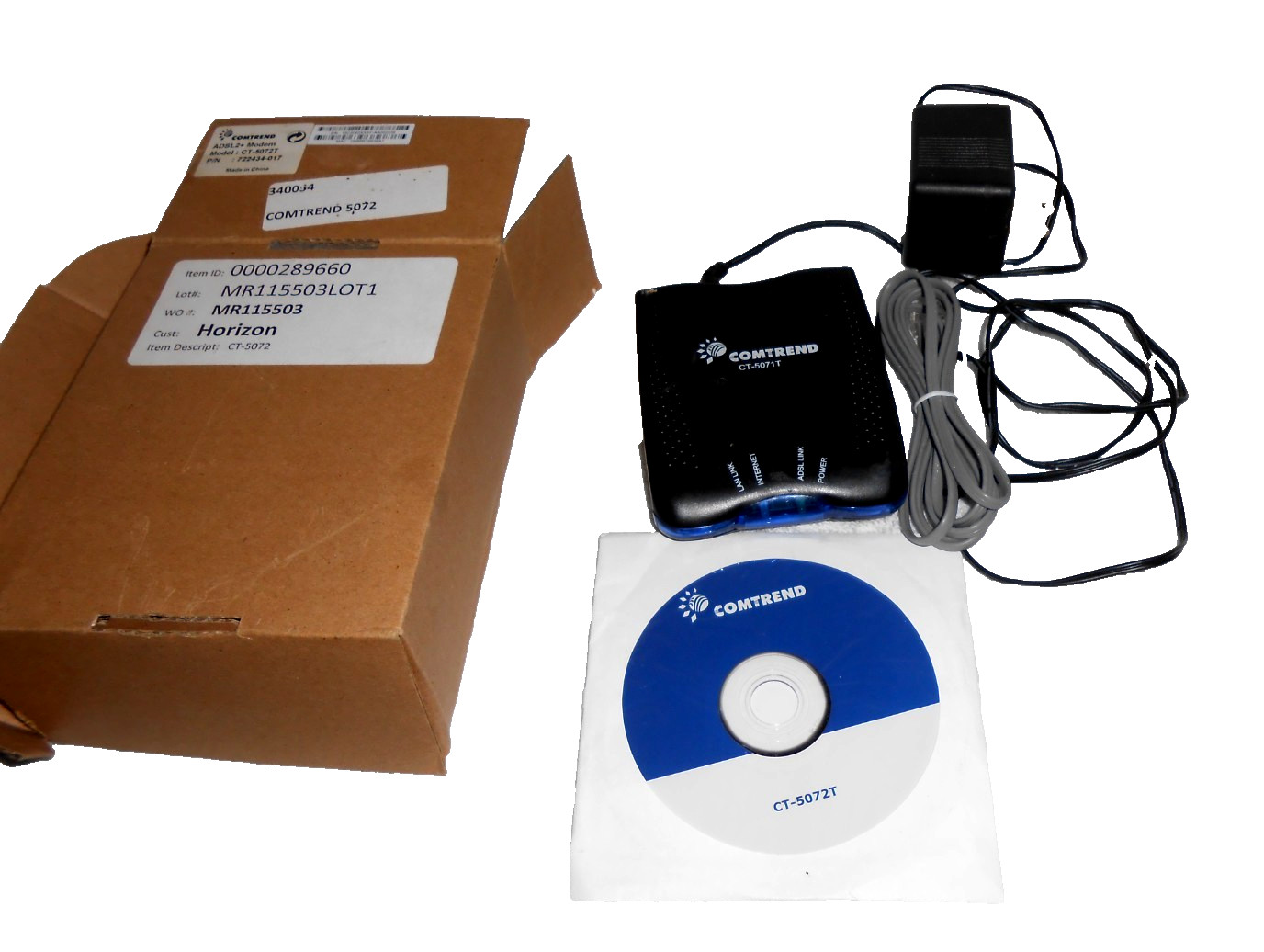COMTREND CT-5071T ADSL  2+ Ethernet Router with Power Cable