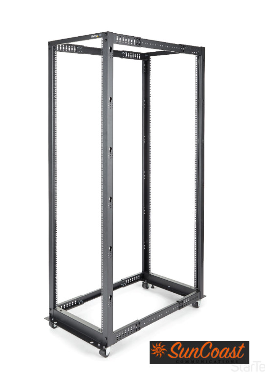 StarTech.com 4POSTRACK42 4-Post 42U Mobile Open Frame Server Rack, 19in 42U