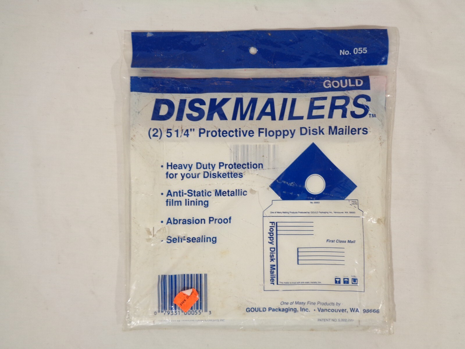 Set Of (2) Vintage Gould Anti-Static 5.25" Floppy Disk First Class Mailers