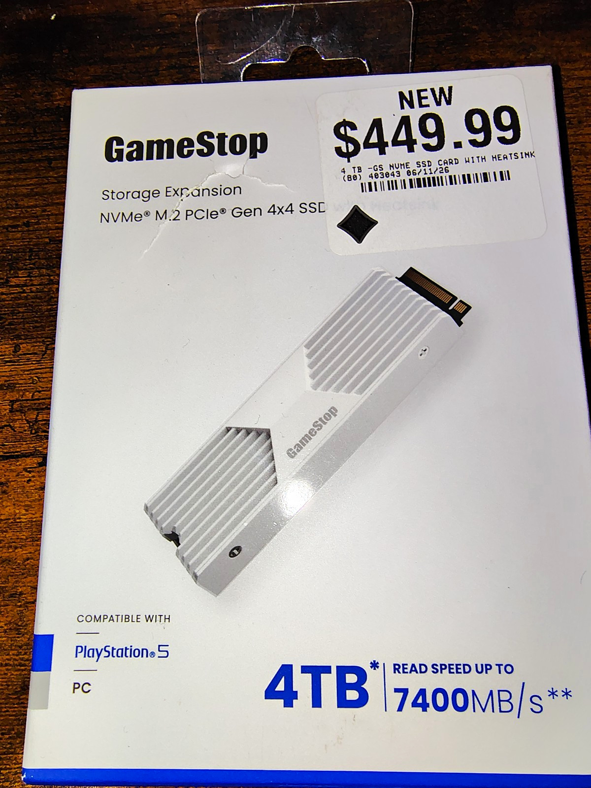 GameStop 4TB NVMe M.2 PCIe Gen4x4 Internal SSD Heatsink PS5/PC 7400MB/s