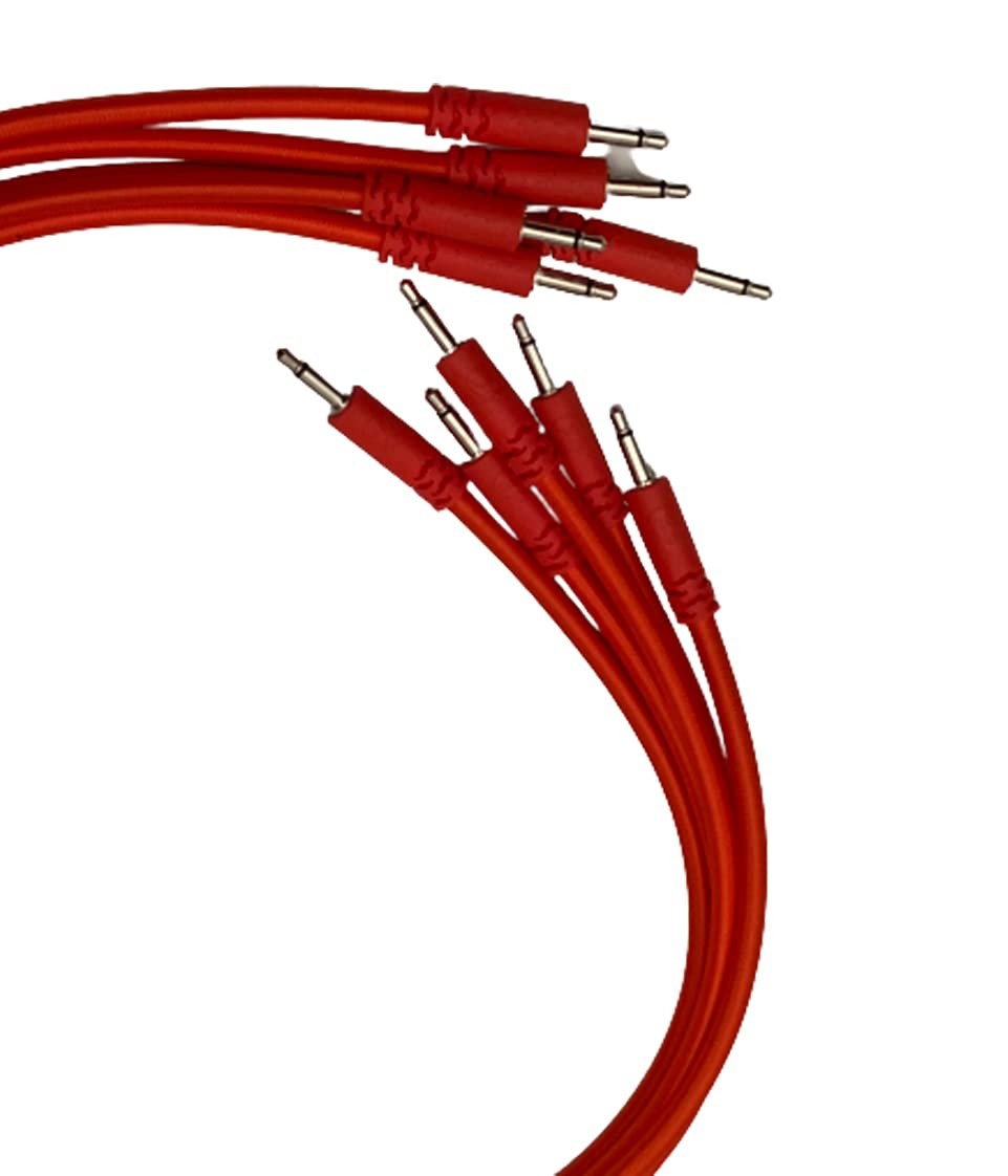 5 PCS 12 Inch 30cm Braided Patch Cables Red Mono Modular Eurorack Synth