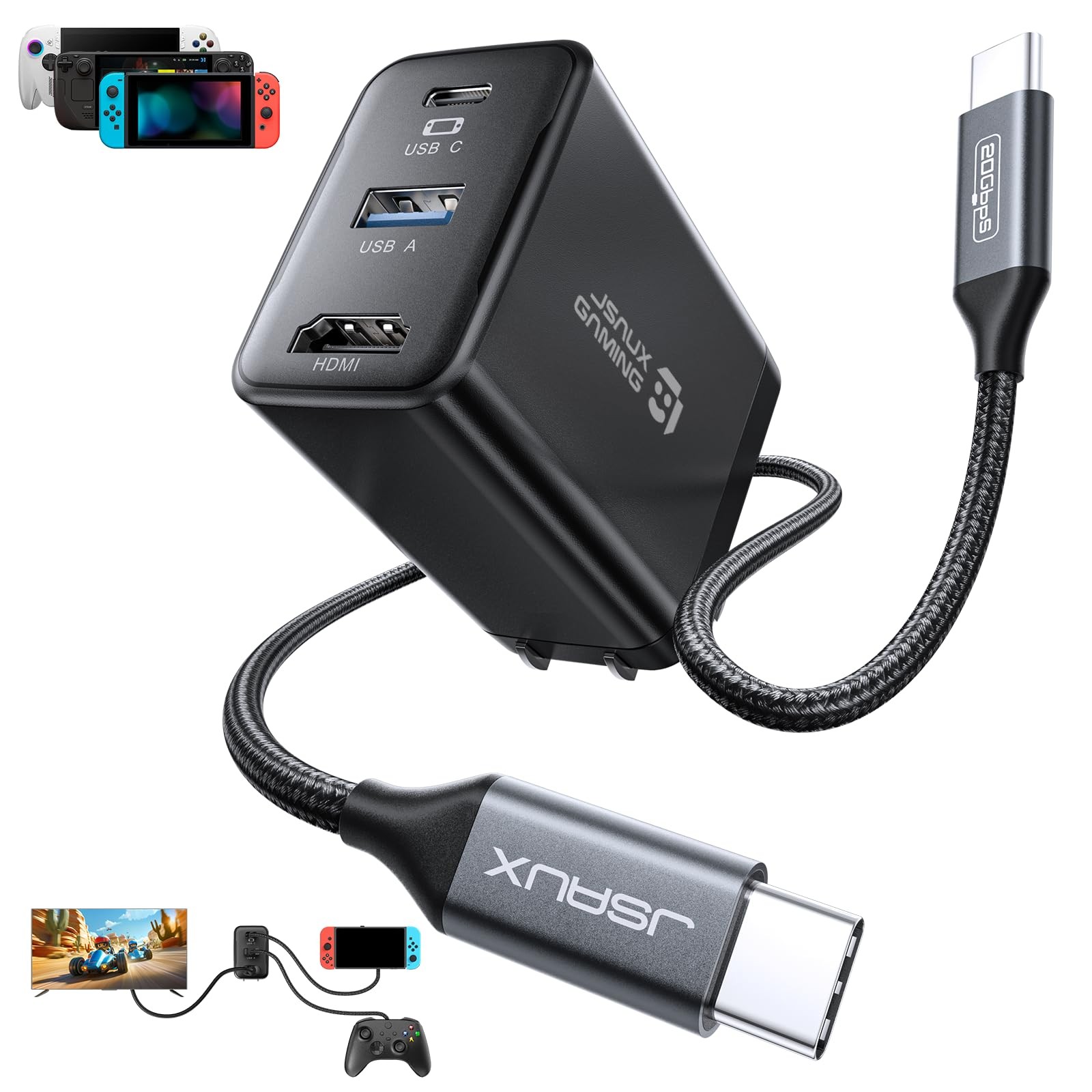 JSAUX 65W Switch Dock with 4K@120Hz HDMI, PD Fast Charging, 65W, Black