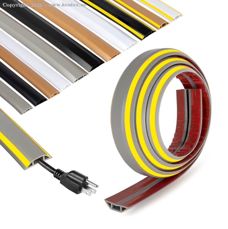 Cord Cover Floor Cable Protector - Strong Self Adhesive Floor Cord Covers 6ft Gr
