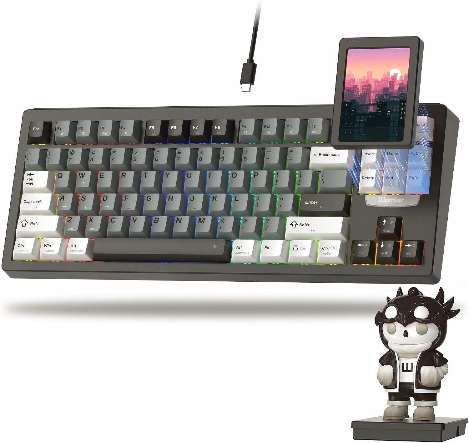 DUO87 Modular 75% Mechanical Keyboard,Touch Screen Gaming Keyboard