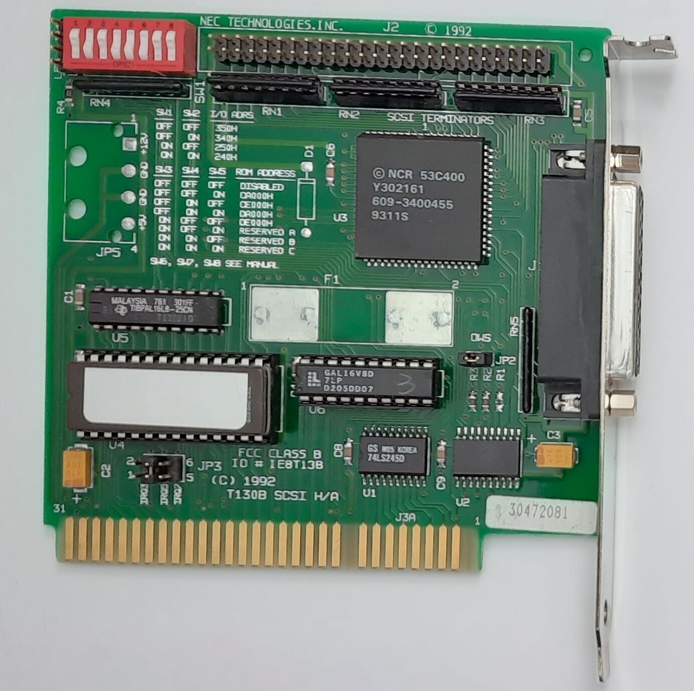 NEC / Trantor T130B 8-bit ISA SCSI Controller (Bootable, Retro, 1993)