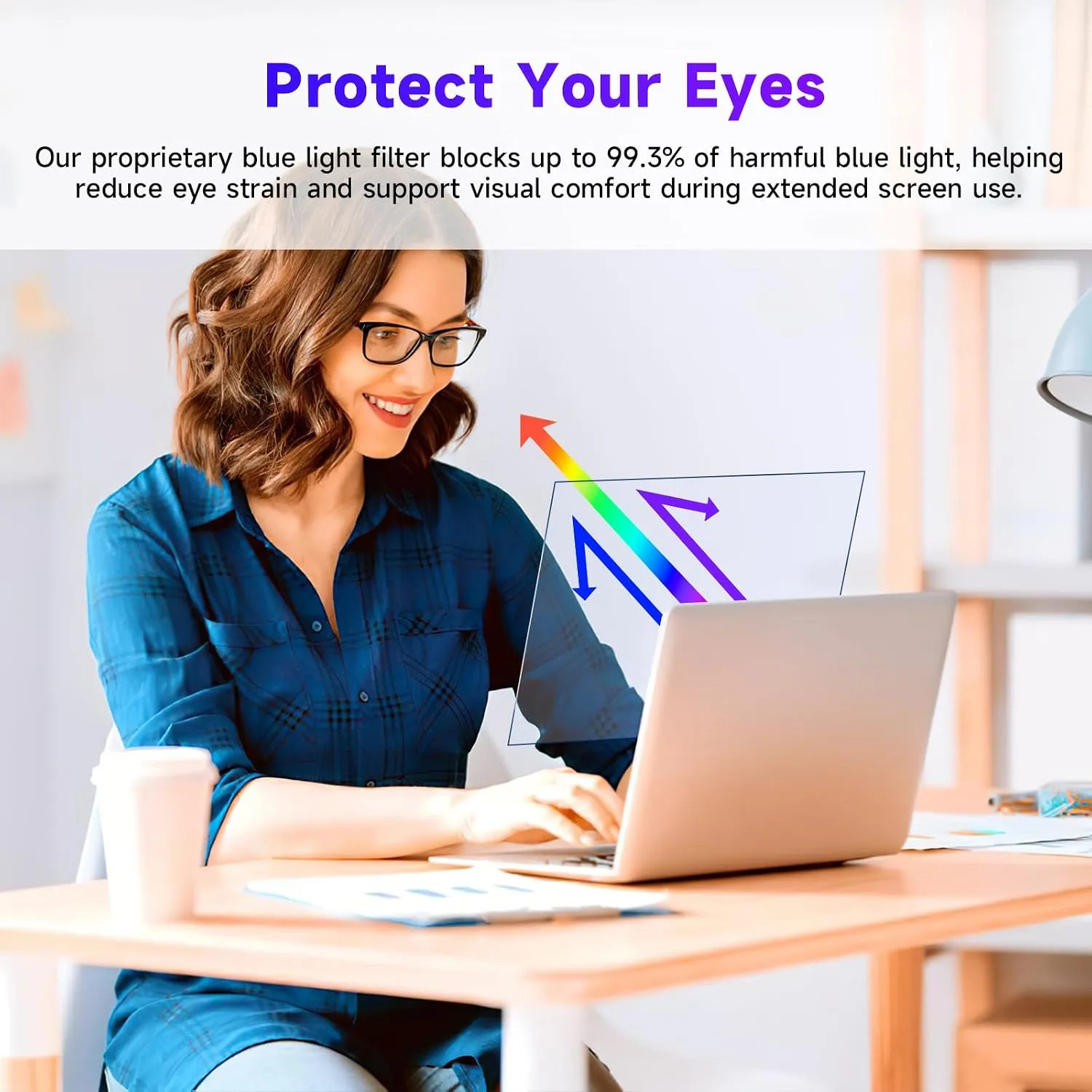 2 Pcs 13.3 Inch Laptop Screen Protector Anti Blue Light Filter Eye Protection