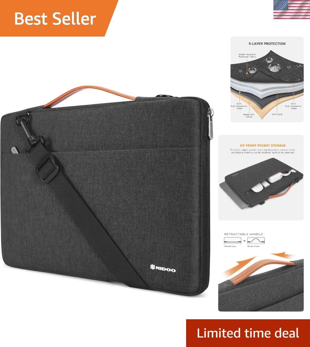 17.3 Inch Laptop Sleeve in Soft Polyurethane - Travel & Business Ready