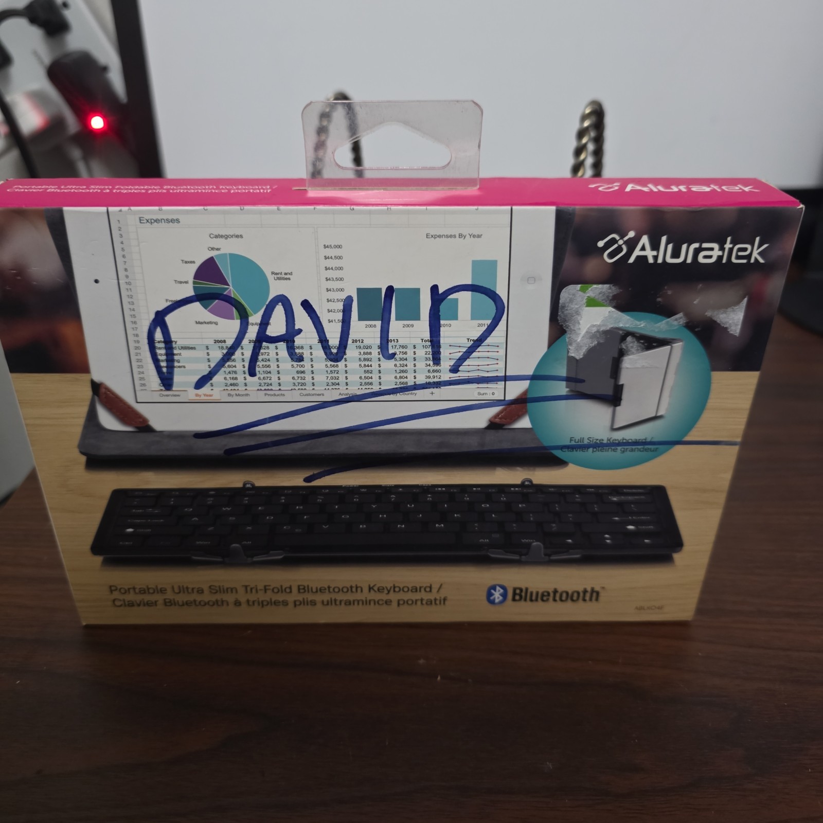 Aluratek Tri-fold Wireless Bluetooth Keyboard Portable Ultra Slim Model ABLKO4F