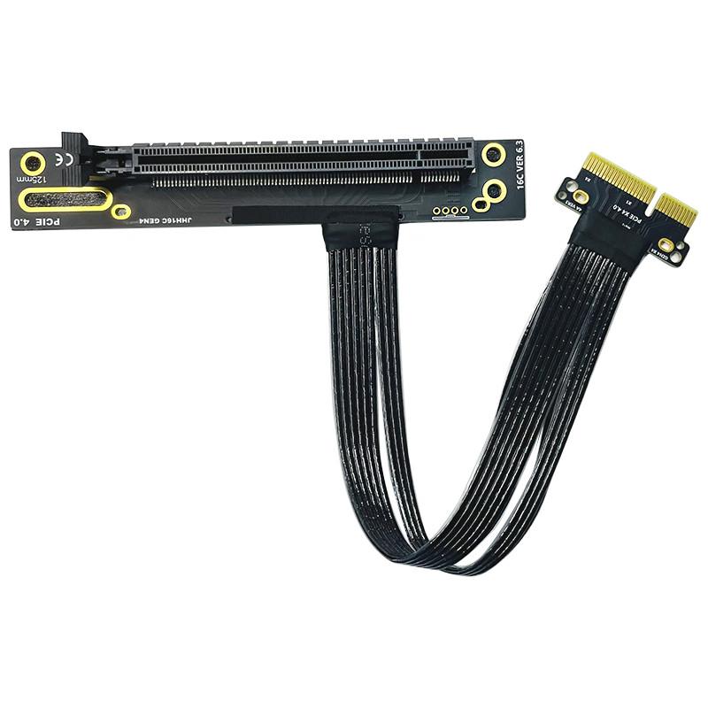 PCIE 4.0 X4 to X16 Extension Adapter Cable GEN4 PCIe 4x Silver Plated Cable