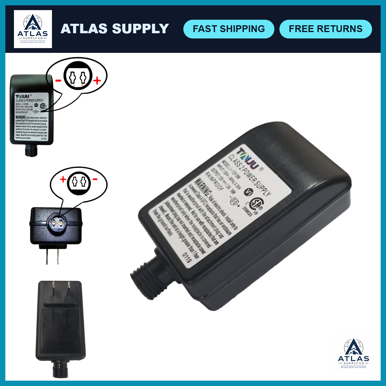 12V 1.5A Inflatable Air Pump Adapter, Replacement Power Supply for Air Mattress