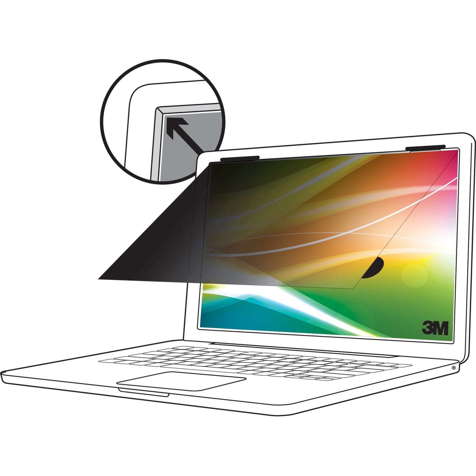 3M&trade; Bright Screen Privacy Filter for 13.3in Laptop, 16:10, BP133W1B