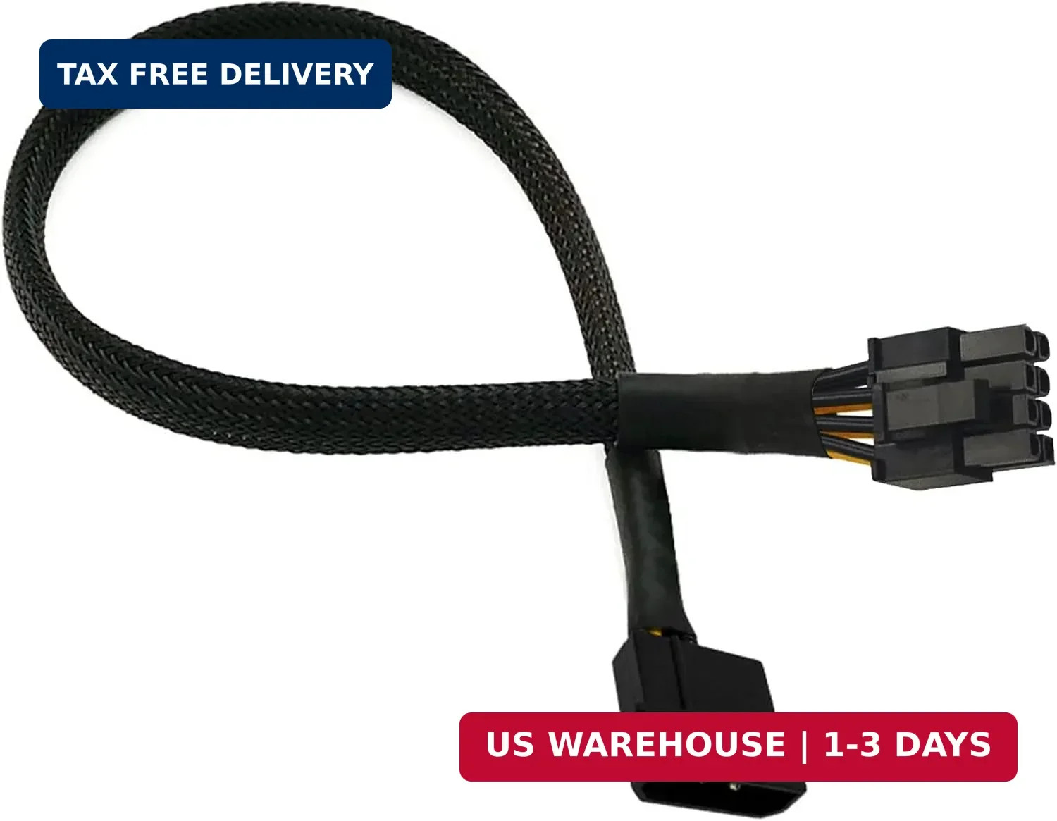 Molex IDE 4 Pin Male To PCIe 8 6+2 Pin Power Converter Cable 16 AWG 20 Inch
