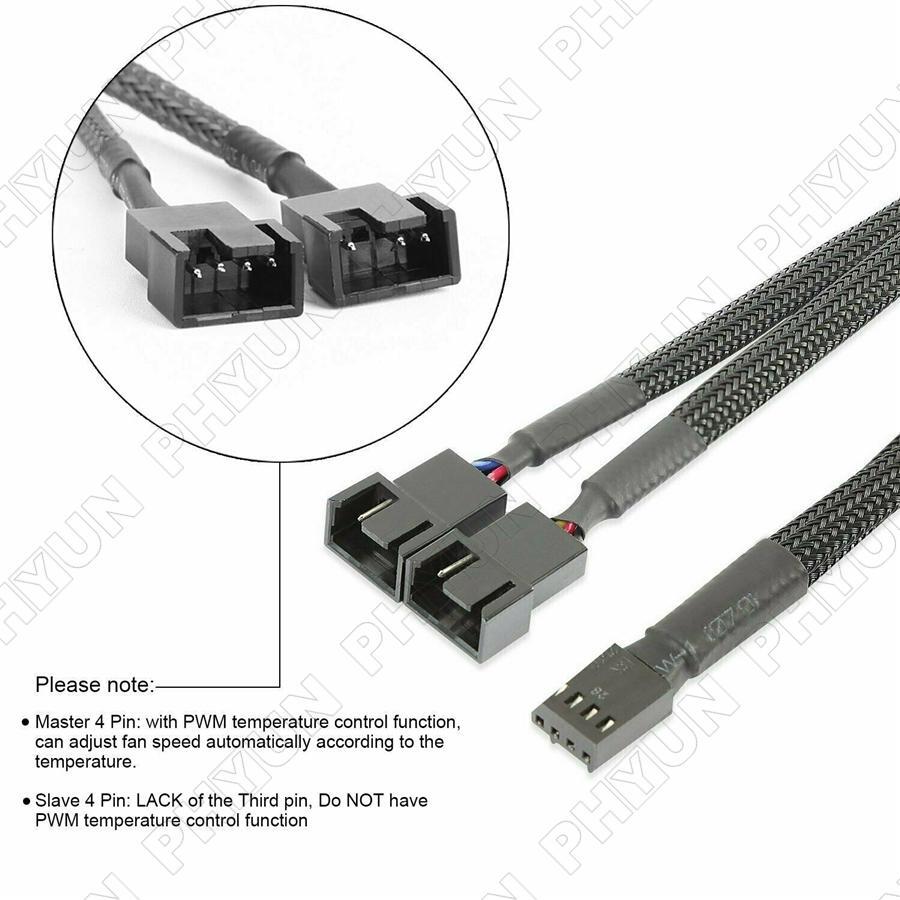 10 Pack 4-Pin PWM to Dual PWM Sleeved Computer Case Fan Power Y-Splitter Cable