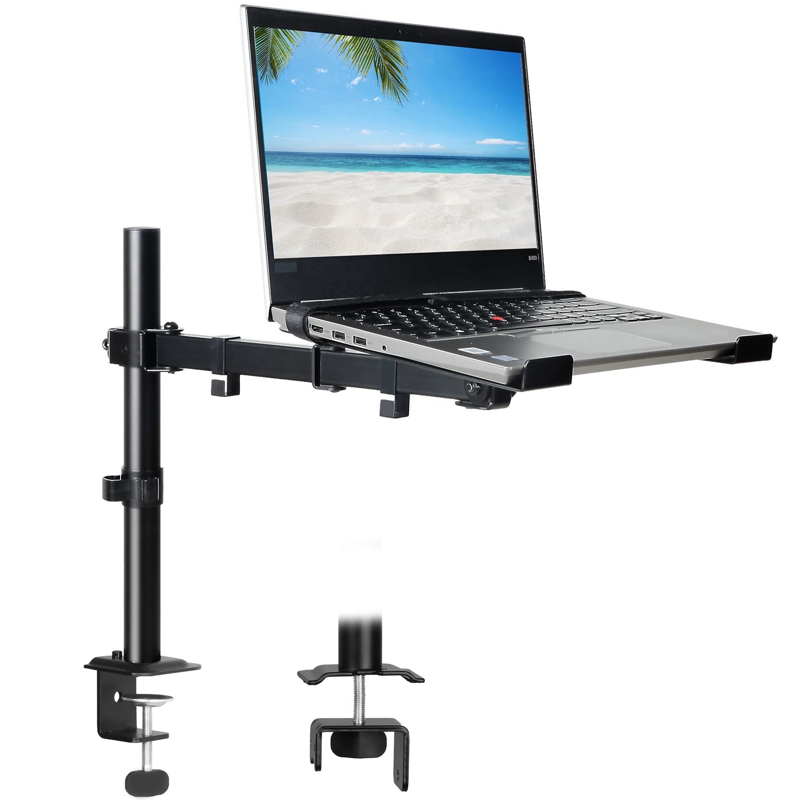 Laptop Desk Mount, Single Laptop Computer Mount with Vented Tray for 1 Notebo...