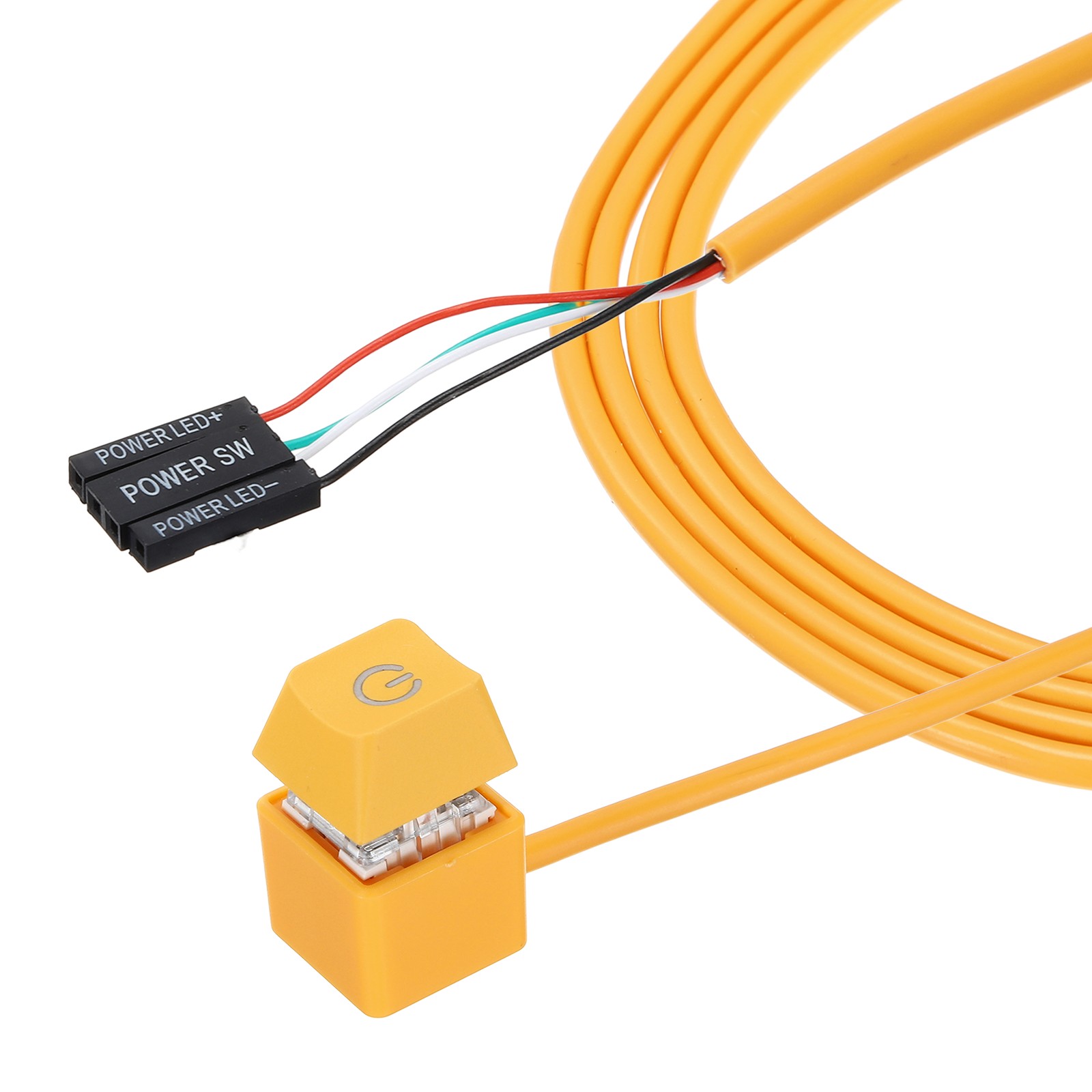 PC Power Button Extention with 70" Cable External Power Switch, Orange