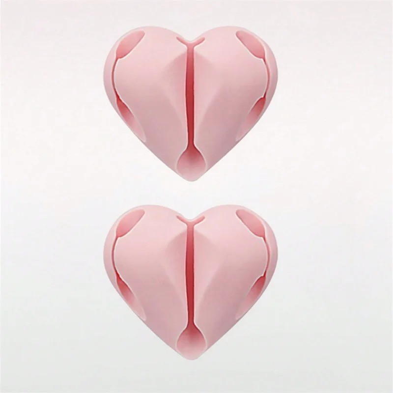 4PCS Heart Cable Winder Organizer USB Charger Cord Holder Wire Clip Desk Tidy