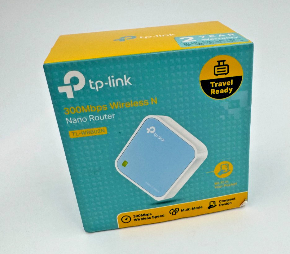 TP-Link TL-WR802N 300Mbps Wireless N Nano Travel Router w/ Box & Accessories