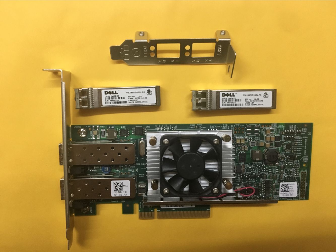 DELL Broadcom N20KJ BCM57810S Dual Port 10Gbe Network Card + 2* FTLX8571D3BCL