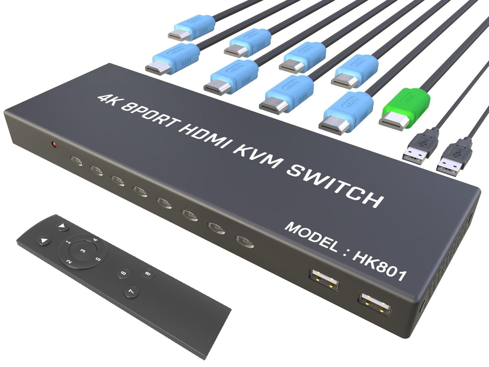 KAGO 8 Port HDMI KVM Switch 4K@60Hz for 8 Computers