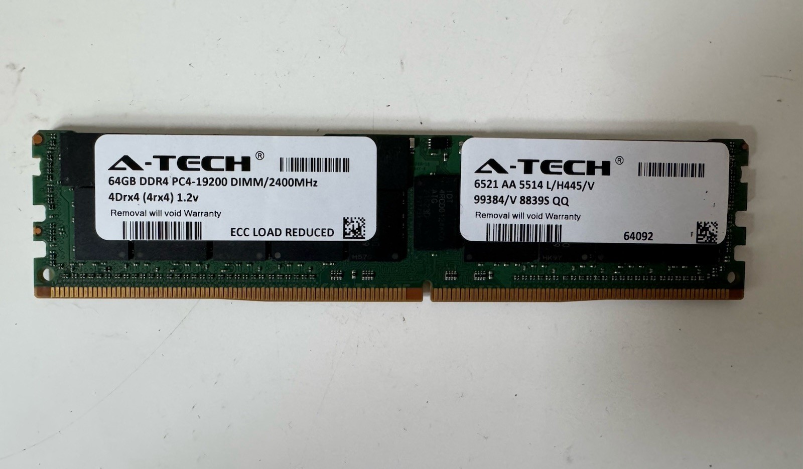 A-Tech 64GB DDR4-2400 PC4-19200 288-Pin DIMM ECC Reg Load Reduced