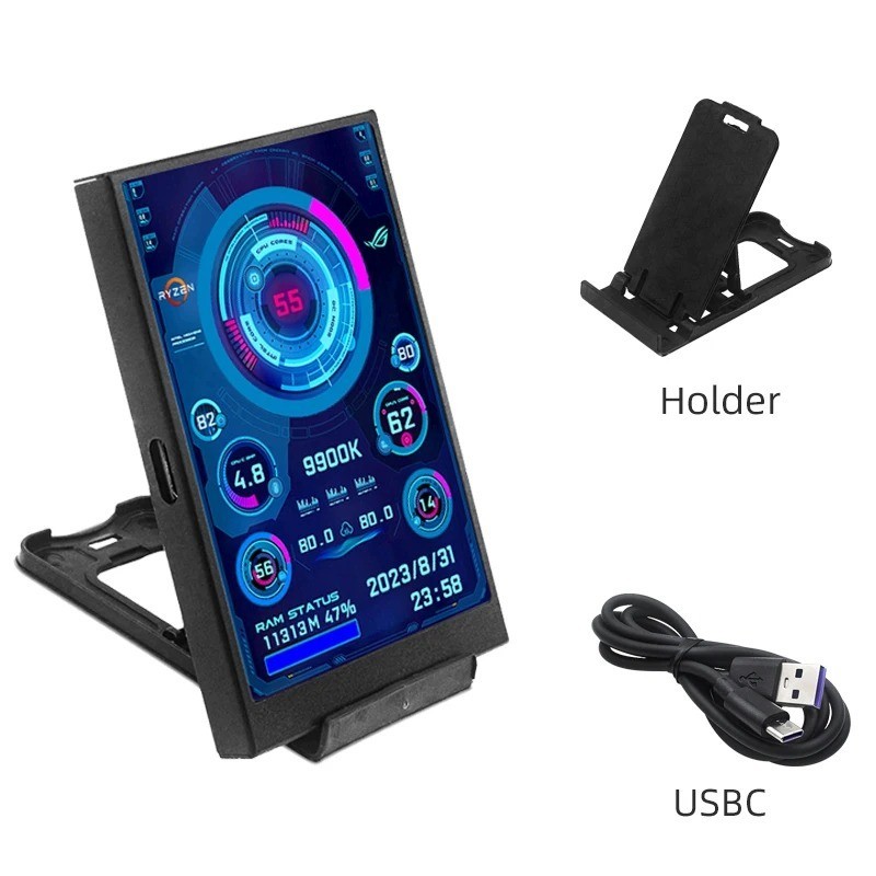 3.5 Inch USB Type-C Secondary Screen IPS LCD 320x480 PC CPU RAM Monitor