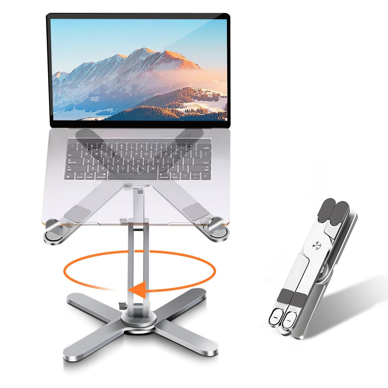 Laptop Stand with 360 Rotating Base, Computer Notebook Laptop Riser Metal Hol...
