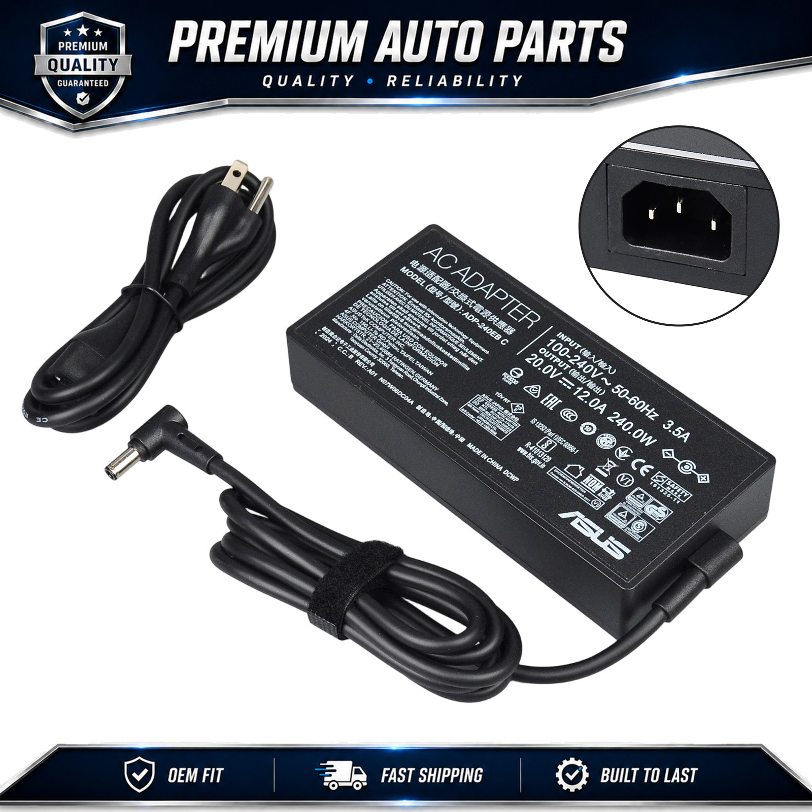 240W 20.0V Replacement Charger for ASUS ROG Zephyrus ADP-240 EB C 6.0x3.7mm