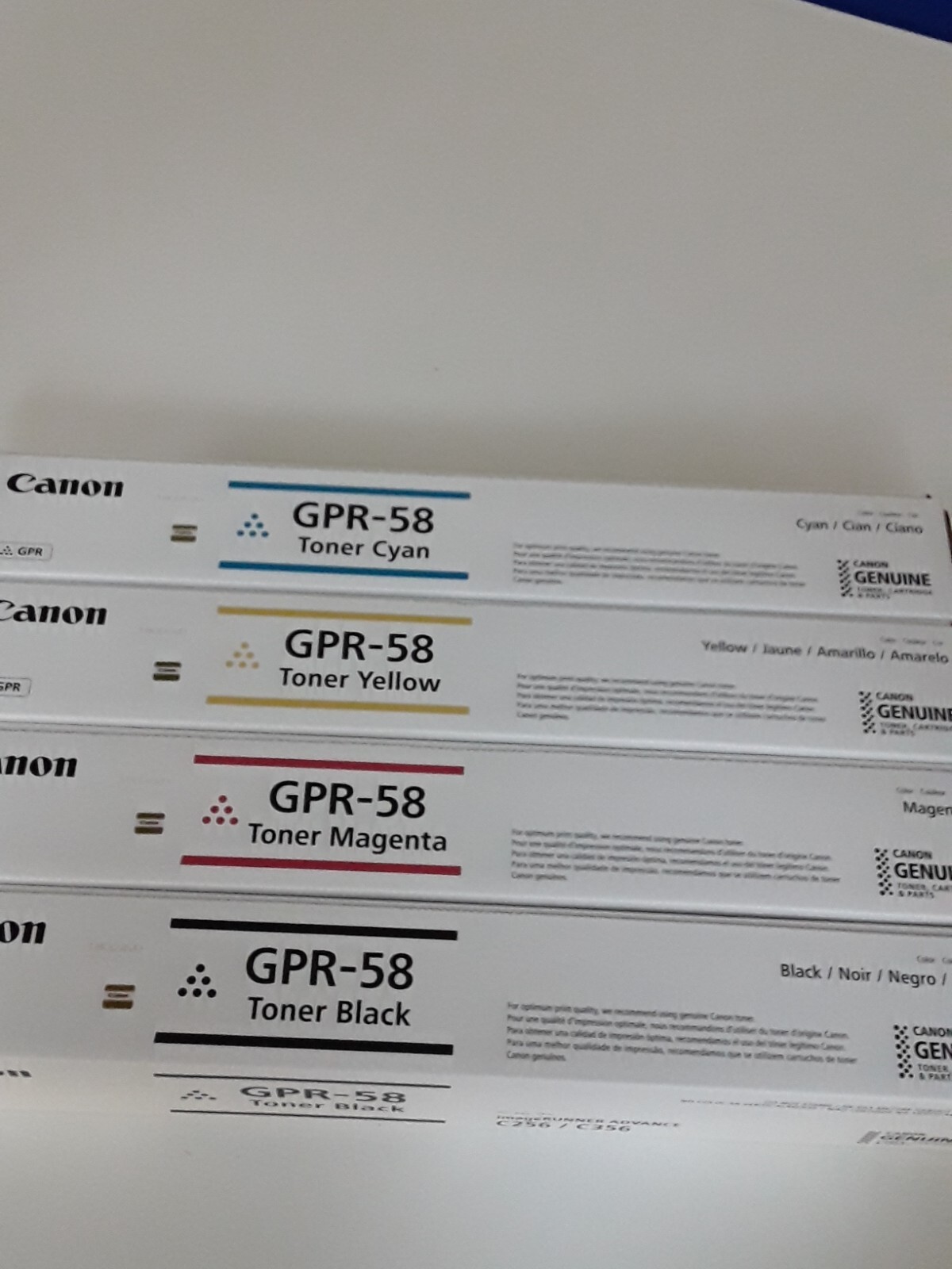 Canon GPR-58 Complete Toner Cartridge Set  Black, Cyan, Magenta, Yellow NEW