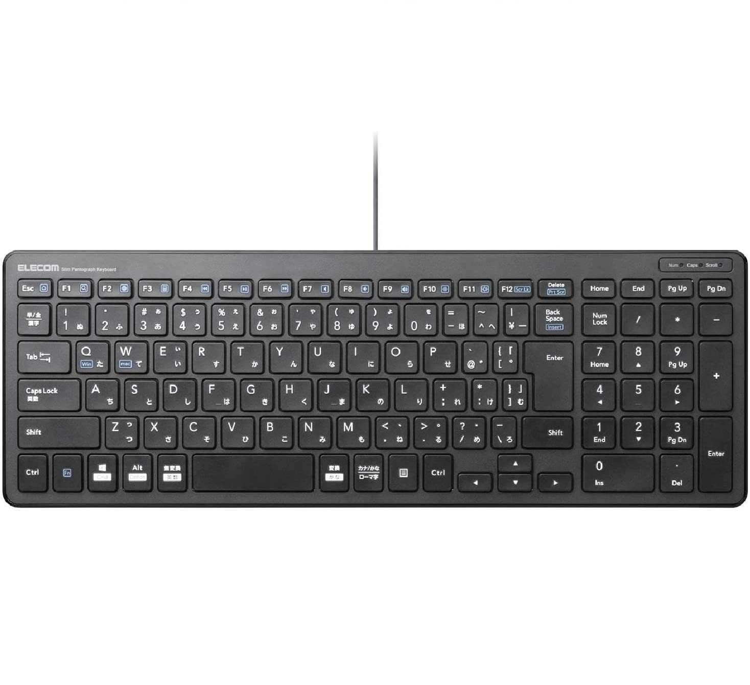ELECOM Keyboard Wired Pantograph Compact Keyboard Black TK-FCP097BK