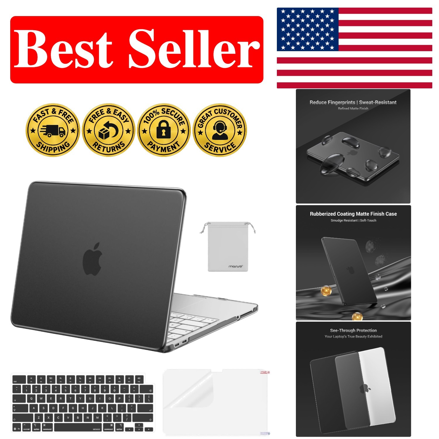 Complete Protection Kit for MacBook Neo 13 inch A3404 – Stylish Black Shell