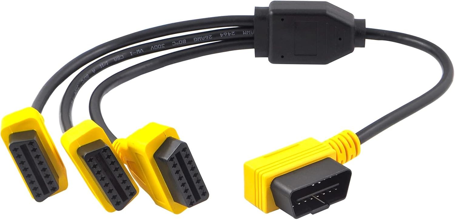 1.6ft/50cm OBD2 Splitter Cable, 3 Way OBD-II Extension, Full 16 Pin 1 to 3 Femal