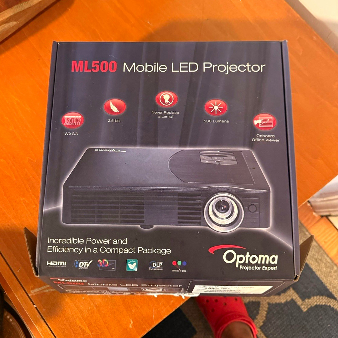 Optoma ML500 Portable DLP LED Projector 500 Lumens SVGA 800x600 HDMI