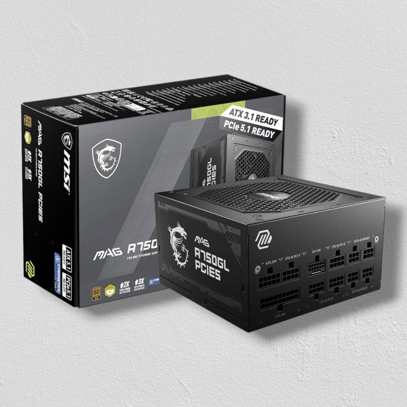 MSI MAG A750GL PCIE 5 750W ATX 3.1 Full Modular 80 Plus Gold Gaming Power Supply