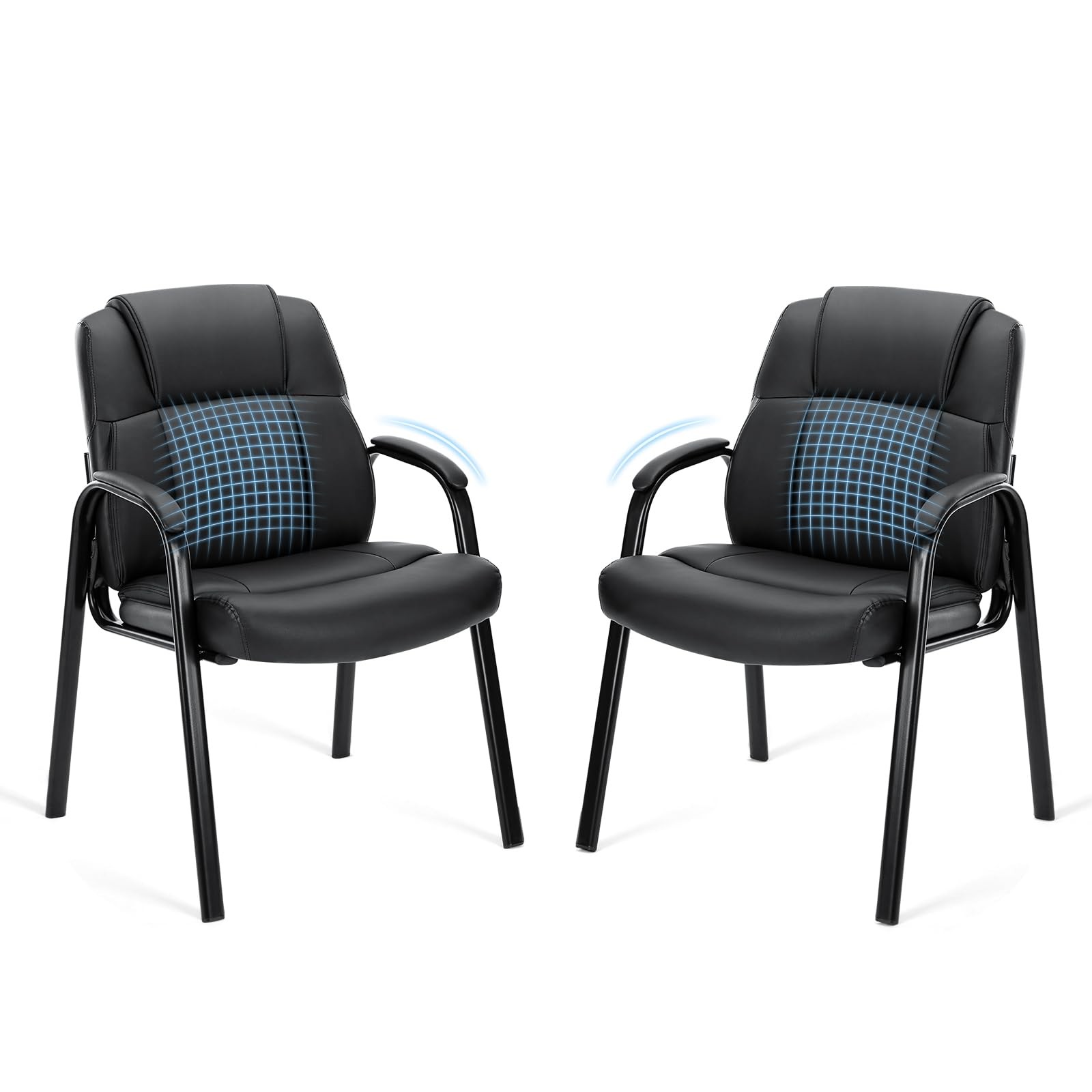 Office Guest Chairs Set of 2 Executive Waiting Room Black Sweetcrispy