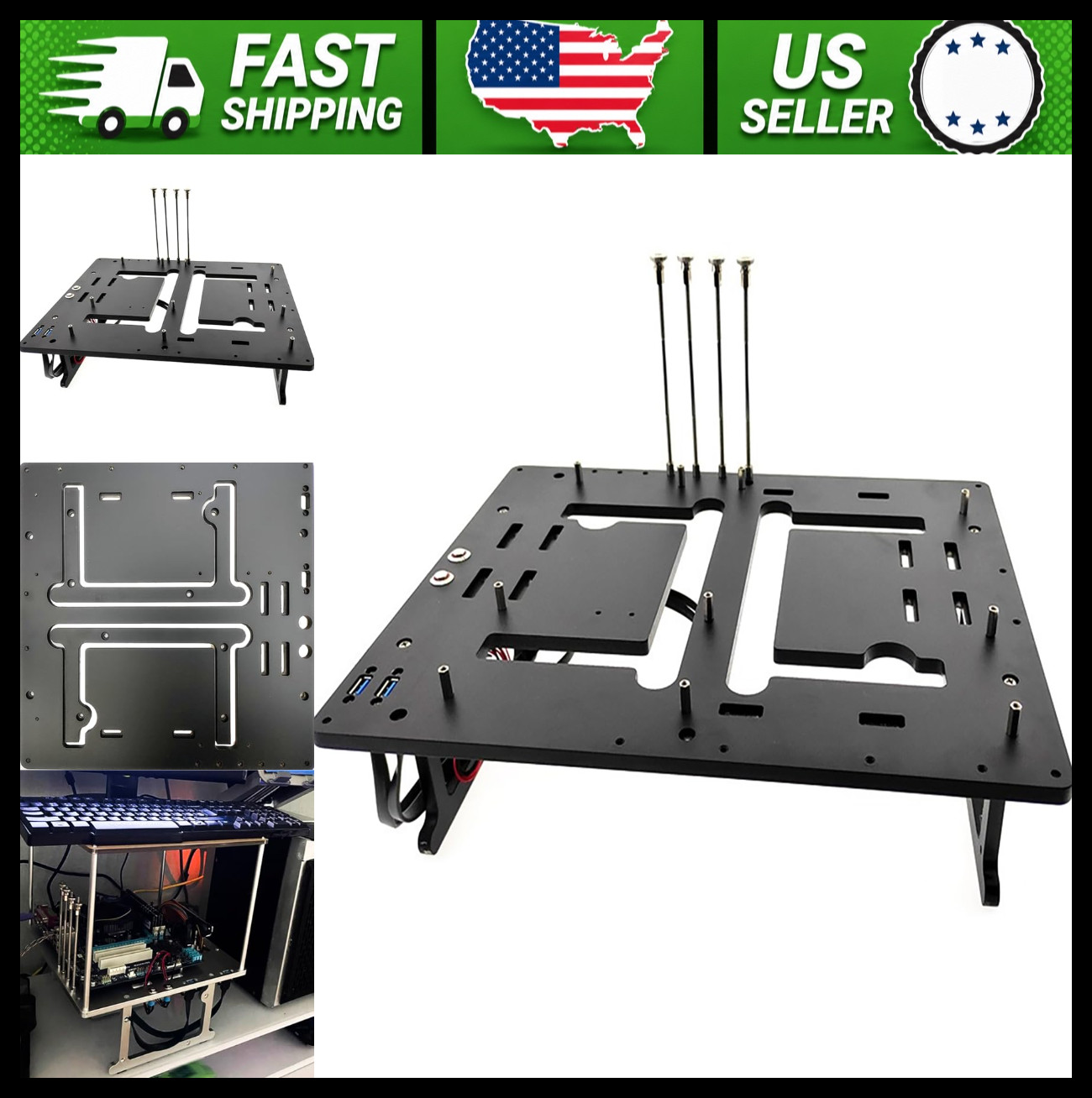 Open Air PC Test Bench Case Aluminum ATX/MATX/ITX Water Cooling Support